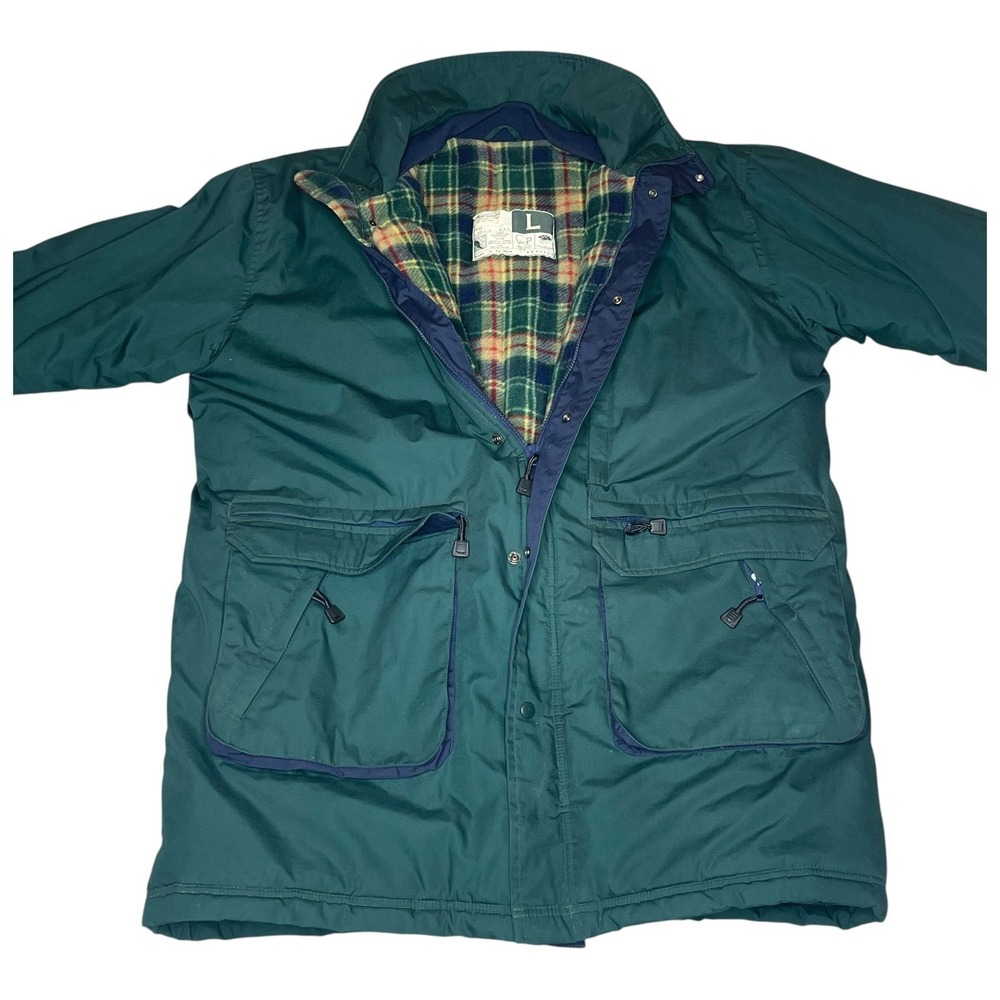 WearGuard Style 443 Insulated Field Jacket Green Plaid Lined Parka Mens Large